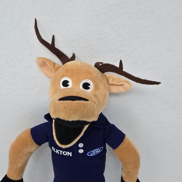 Ramsey Ford Elkton Plush Elk Deer Reindeer Mascot Toy 14" Brown Blue Outfit - Picture 2 of 9